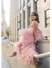 Mauve Lace Tulle High Low Flower Girl Dress
